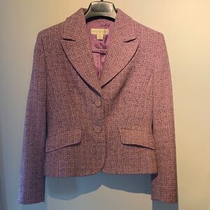 Petite Sophisticate Lilac-Pink Tweed Two-Button Blazer Sz 8